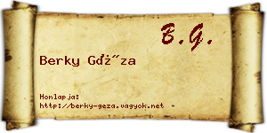 Berky Géza névjegykártya